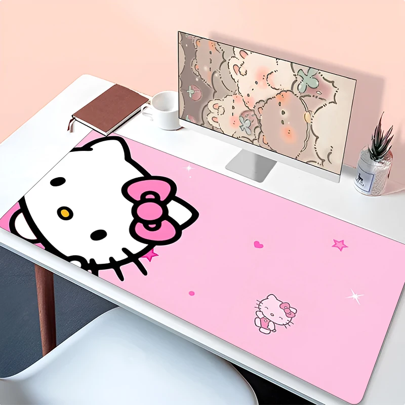 

Pink Hello Kitty Mousepad Sanrio Cute Desk Mat PC Gaming Accessories Keyboard Pad Kawaii Anime Gamer Cabinet Mouse Pad HD Carpet