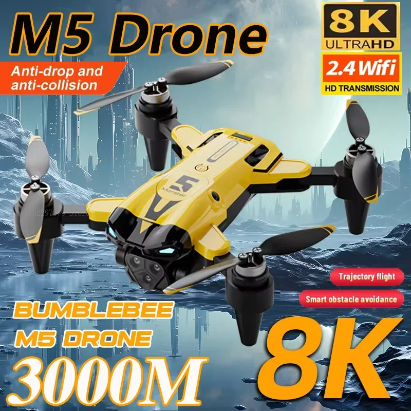 M5 Drone Professional 8K With Wide Angle Three Camera Obstacle Avoidance GPS 5G Optical Flow Positioning Brushless Rc Quadcopter