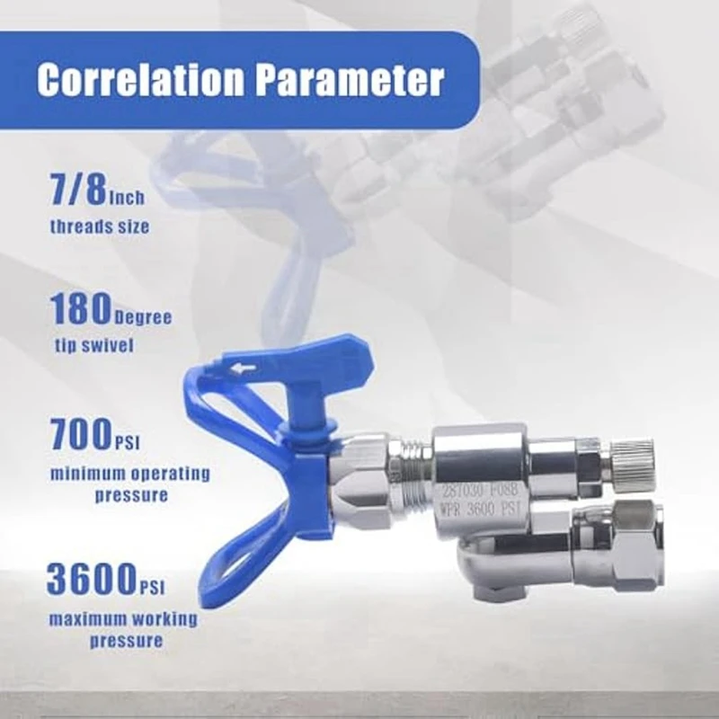 Cleanshot-Pulverizadores de pintura sin aire, válvula de cierre, extensión de junta giratoria, pulverizadores rotativos sin aire, rosca de conexión, 287030