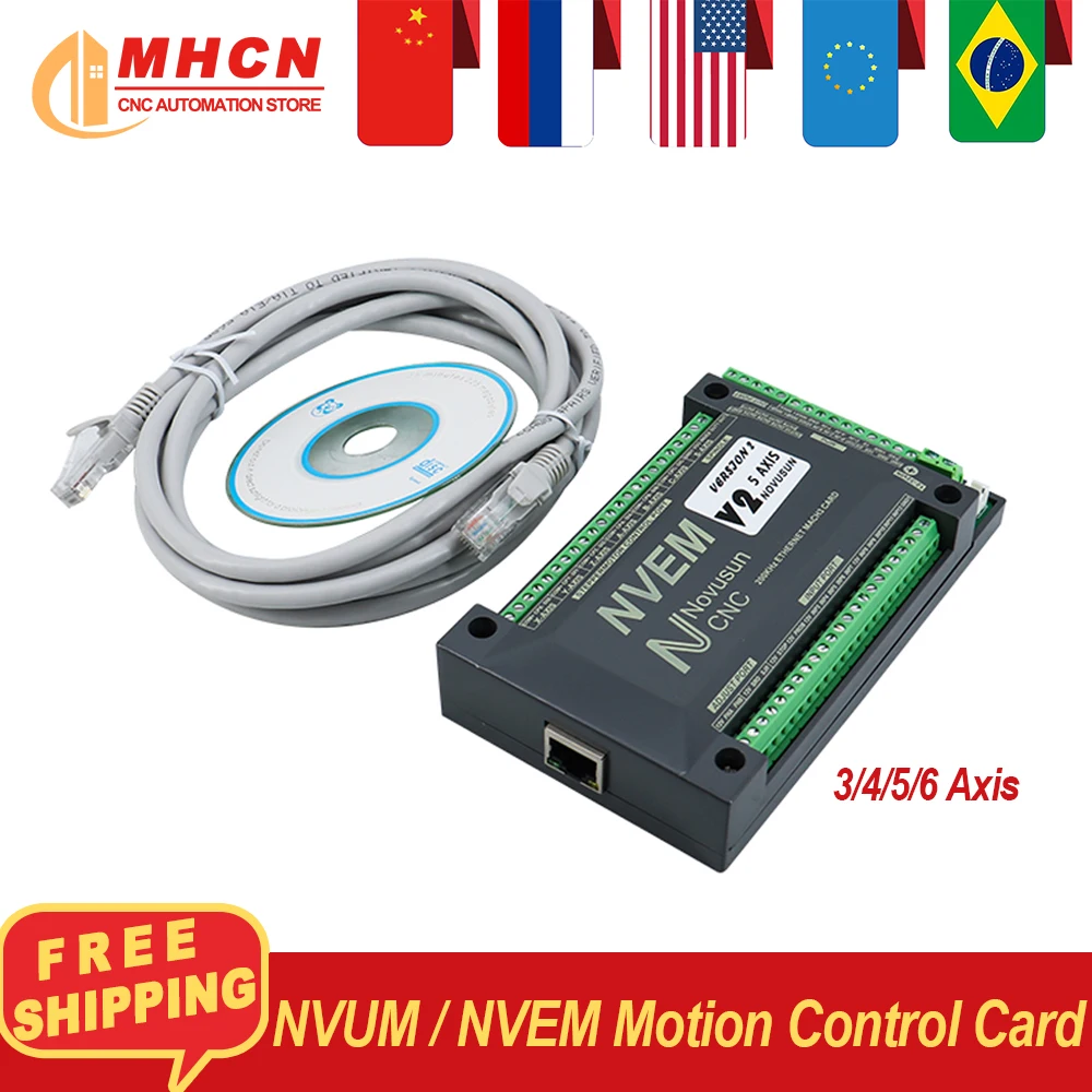 NVUM/NVEM CNC Motion Card 3/4/5/6 Axis USB/Ethernet 200Khz Controller Board Support Microstep Servo Drive System for CNC Router