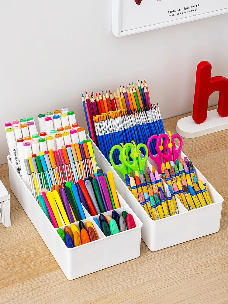 

Preschool Children's Desktop Storage Box Art Supplies Painrues Crayons Organizer Box Teaching Aids Toys egory Basket