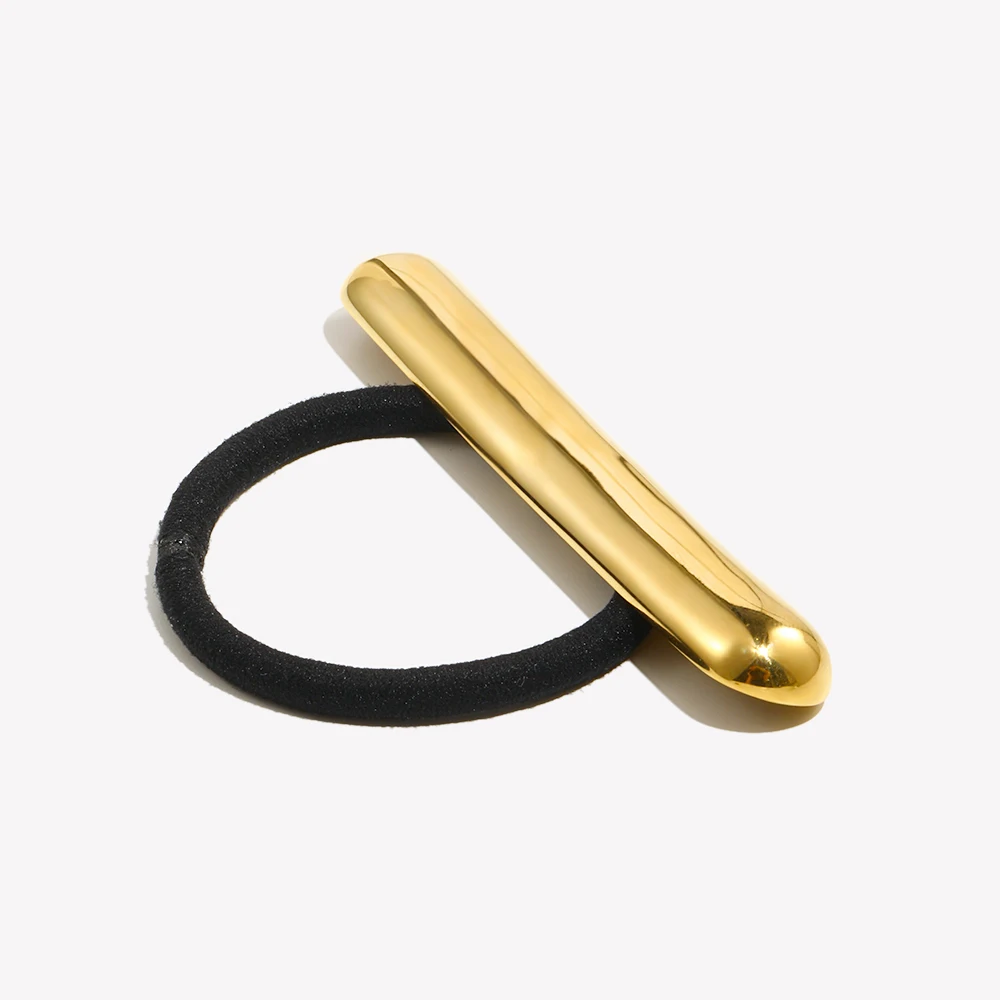 E.B.belle Cuerda para el cabello con palo redondo, accesorios para el cabello de acero inoxidable chapado en oro de 18 quilates para mujer