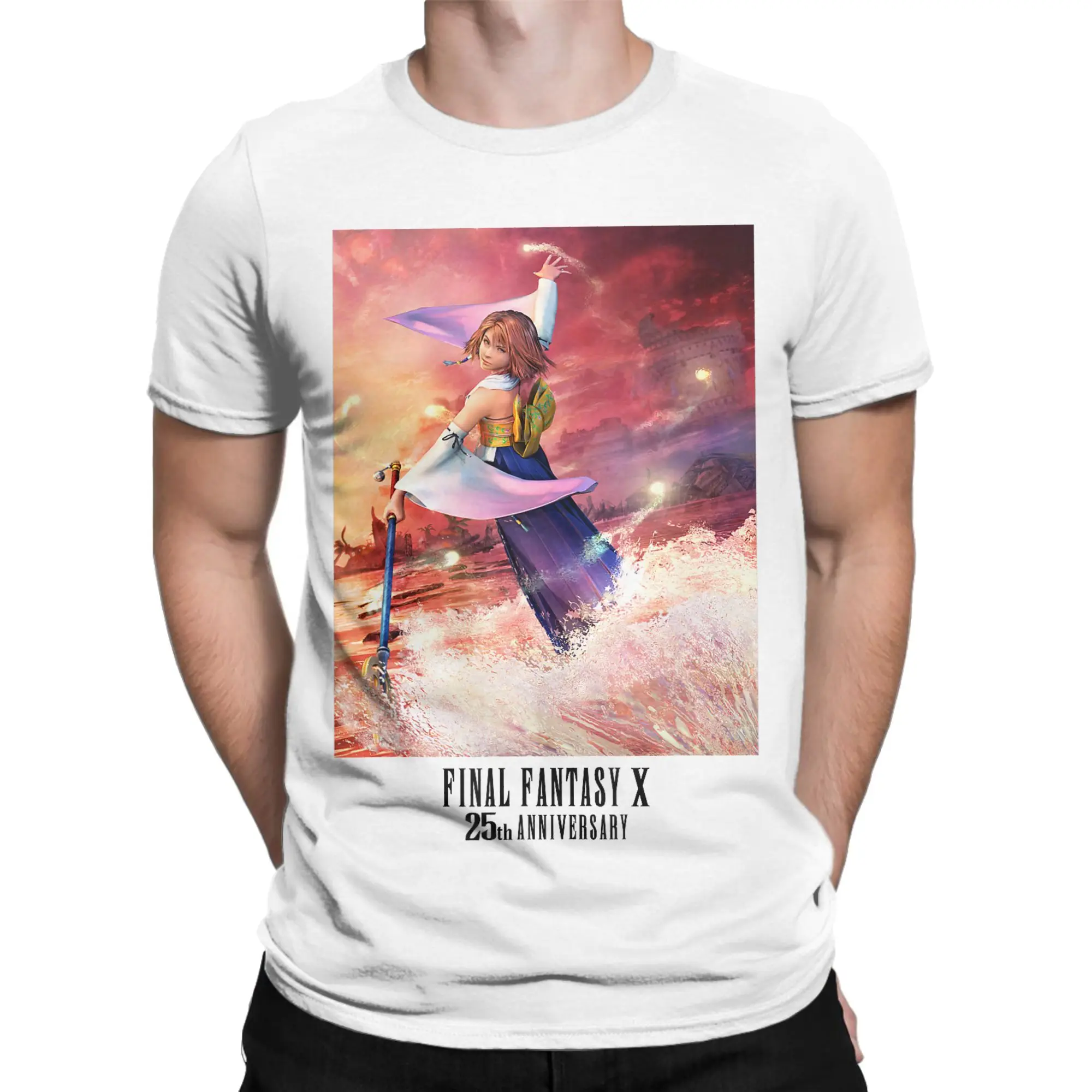 Final Fantasy Anniversary Collection FFX Yuna CG Art T-Shirt Summer  Vintage T Shirts 100 Cotton Hippie Tshirt For Men Clothing view 2