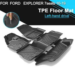 Car Floor Mat TPE Rubber Waterproof Non-Slip Fully Surrounded Refit Left Hand Drive Car Accessories for Ford Explorer 2016-2019