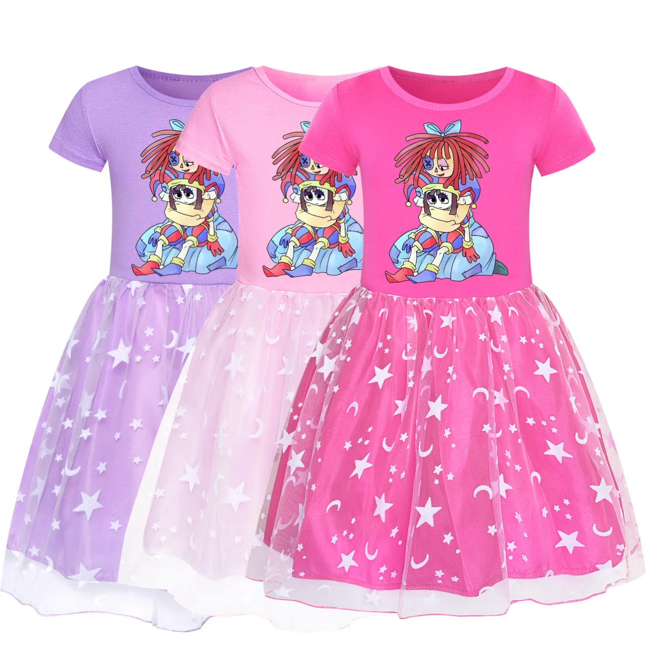 The Amazing Circo Digital Kids Cartoon Pomni & Jax Cosplay Dress Baby Girl Princess Dresses Toddler Girls Wedding Party Vestidos