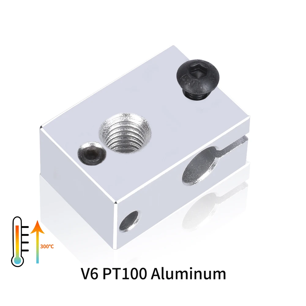 High Quality V6 Heater Block Plated Copper Brass PT100 3D Printer Parts Heat Block For Upgrade E3D V6 Hotend DDB Titan Extruder