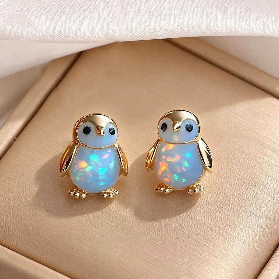 ZAKOL 1pair Cute Penguin Frog Stud Earrings Exquisite Animal Jewelry Accessories Casual Wear Daily Accessories Birthday Gift