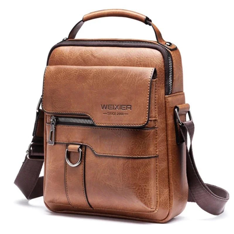 Classic Vintage Men Shoulder Bag Leather PU Business Men Crossbody Bag High Quality Designer Handle Handbag for Men Travel Bag