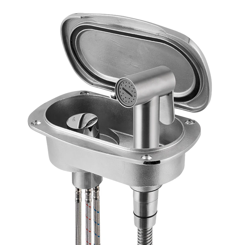 2.5 m / 4 m Marine Recessed Shower Kit Stainless Steel Yacht Marine Replacement Accessory Deck Mount Watercraft Fishing Engine