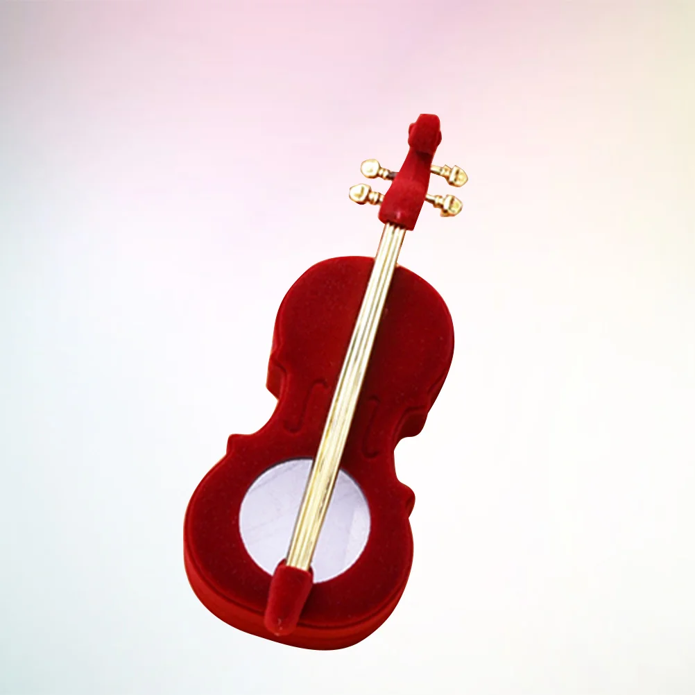 

1Pcs Portable Jewelry Box Violin Shape Small Red Travel Organizer Creative Ring Earrings Storage Case Jewelry Storage Case