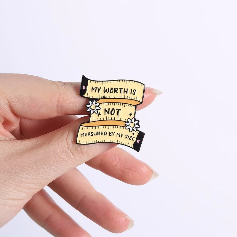Self Worth Enamel Pins Body Positivity Brooches Inspirational Quote Lapel Badges Clothing Bag Accessory Gift For Friends