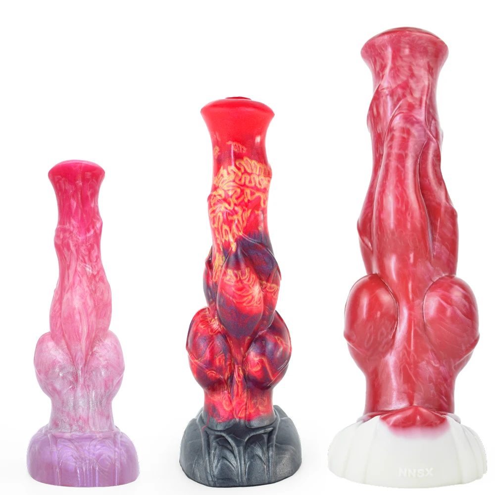 Dildo SHAZ a Forma di Nodo di Cane Colorato con Ventosa, Plug Anale in Silicone Liquido, Giocattoli Sessuali per Donna, Preliminari, Giocattoli per Adulti Gay