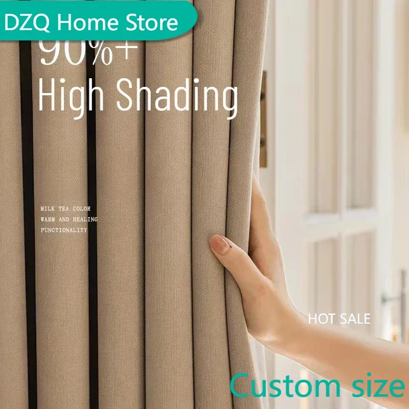 

French Style Modern Minimalist High Weight Blackout Curtains Cream Soft Velvet Chenille Texture Curtains for Bedroom Living Room