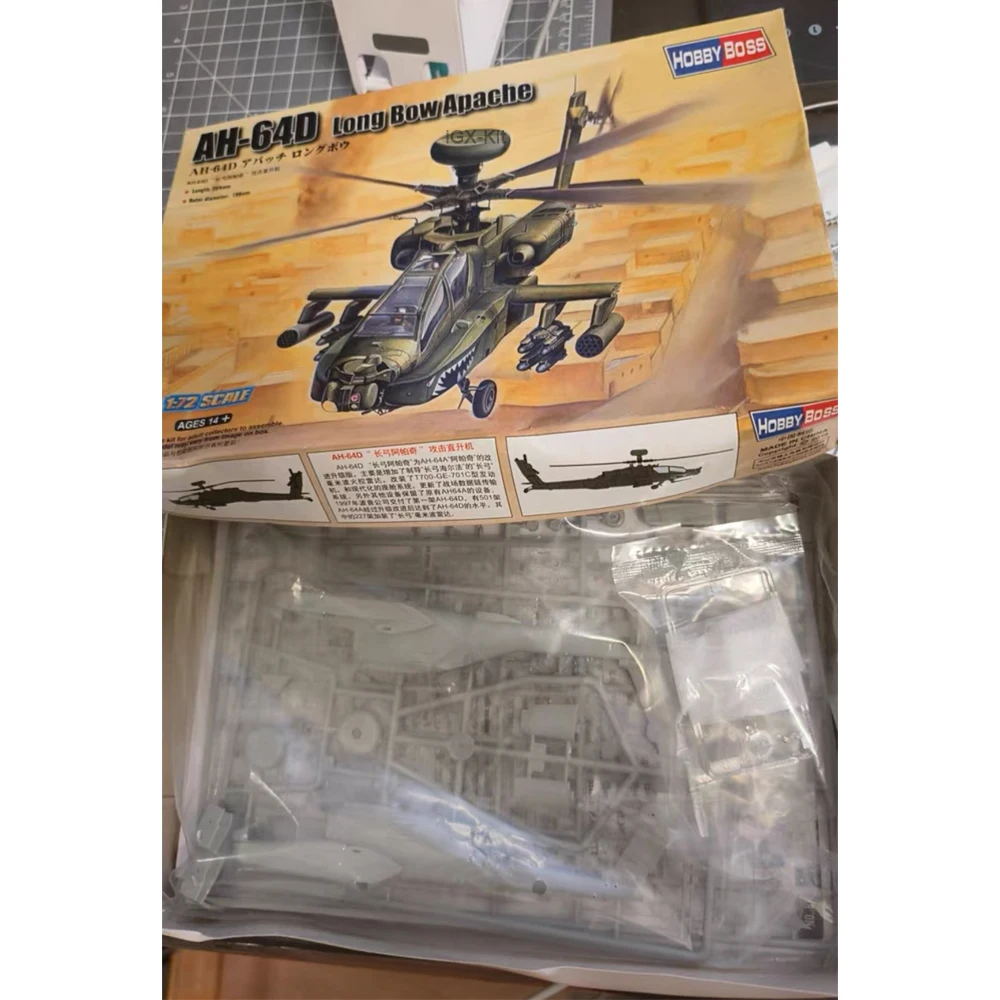 HobbyBoss 87219 1/72 Scale AH64 AH-64D Long Bow Apache Attack Helicopter Assembly Model Building Kit