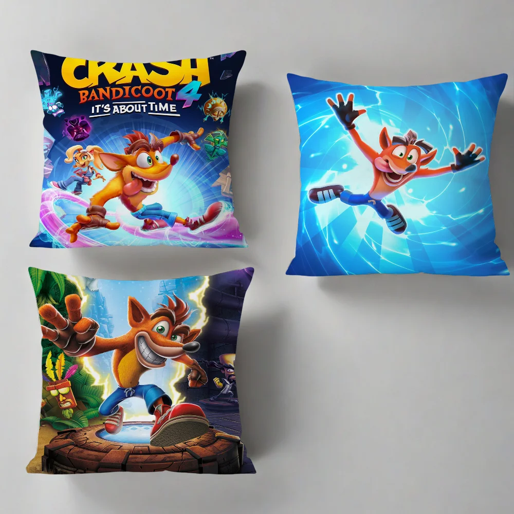 Game Cartoon Crashs cushion cover Pillow Case Sofa Bedroom Living Room B-Bandicoot Office Bedside Table Backrest Printing Square