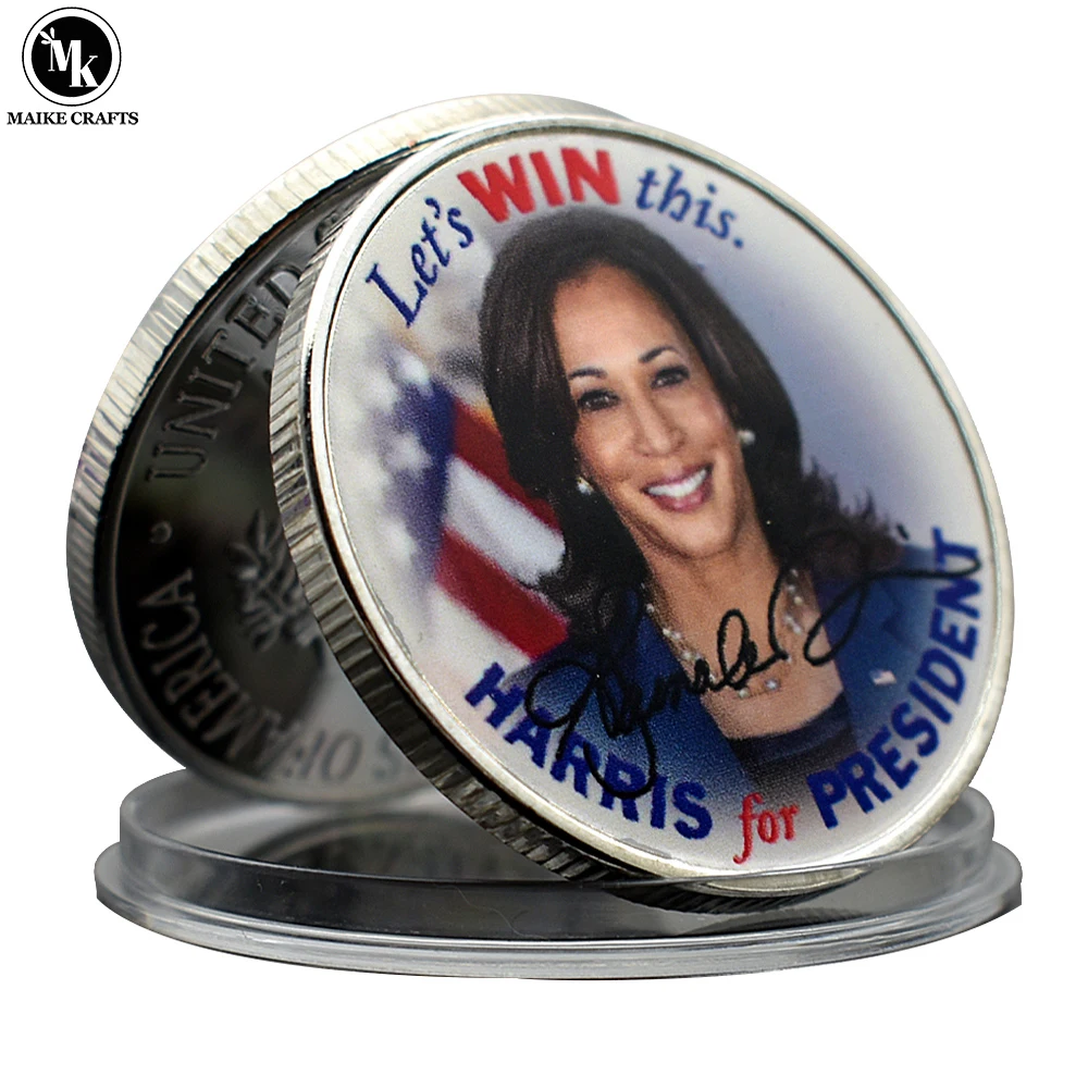 US President Kamala Harris Challenge Coin Metal Medallion Crafts Commemorative Coin Collection Fans Gift