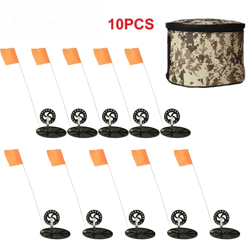 

10-пак. флаг для зимней удочки с наконечником, маркер для зимней удочки, простой в использовании, стабильный, поставка для зимней рыбалки на открытом воздухе