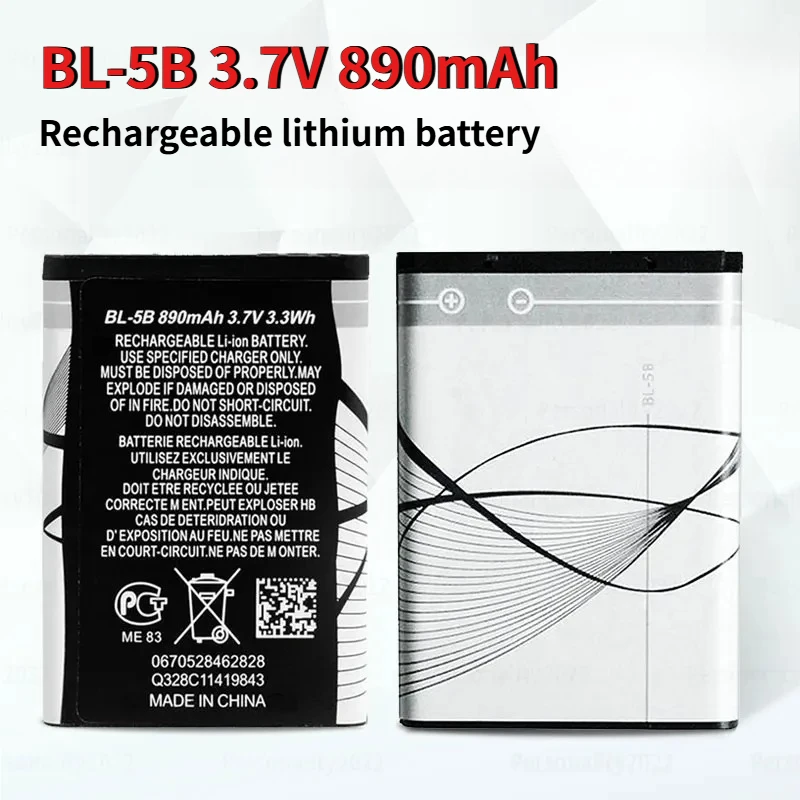 BL 5B Battery 890mAh 3.7V Lithium Batteries for Nokia 5300 5320 5500 N80 N90 7360 3230 5070 3220 6120c Mobile Phone Bl5b Cell