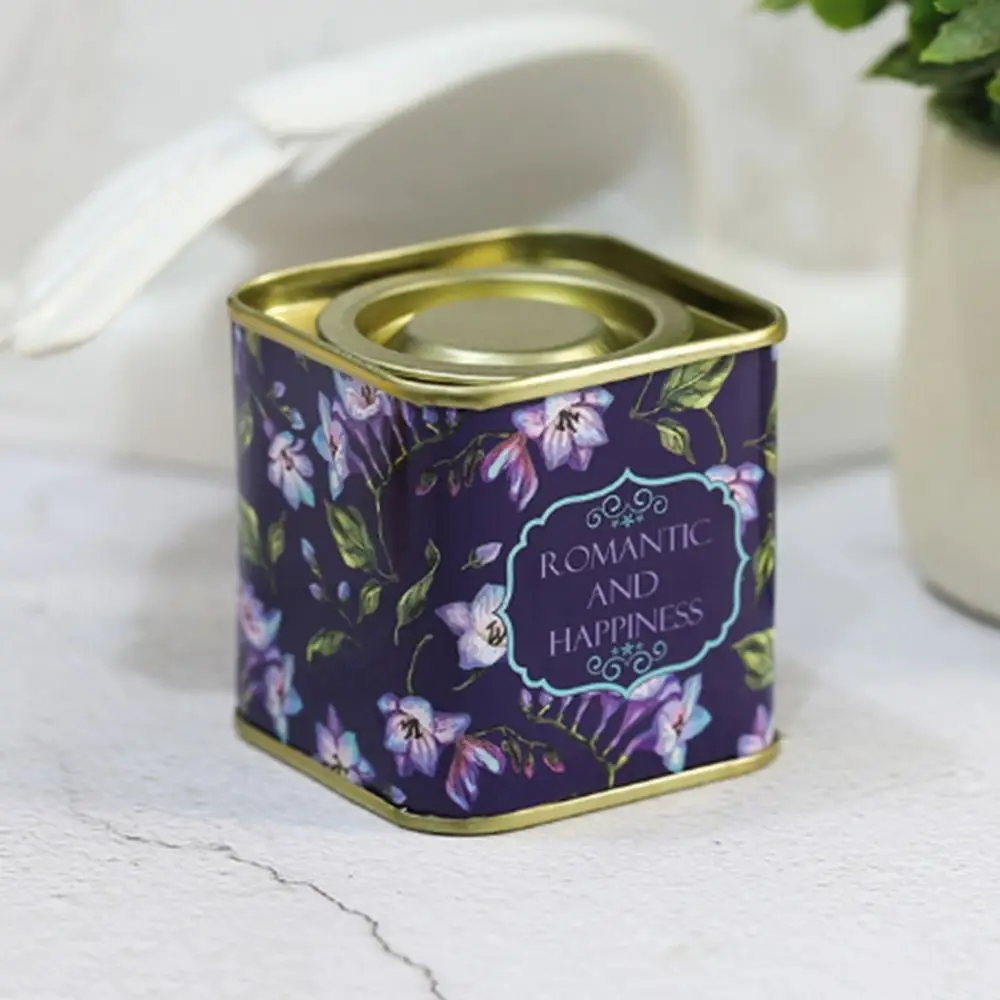 Container Tinplate Tea Tin Box Small Square Metal Tea Can Sealed Portable Coffee