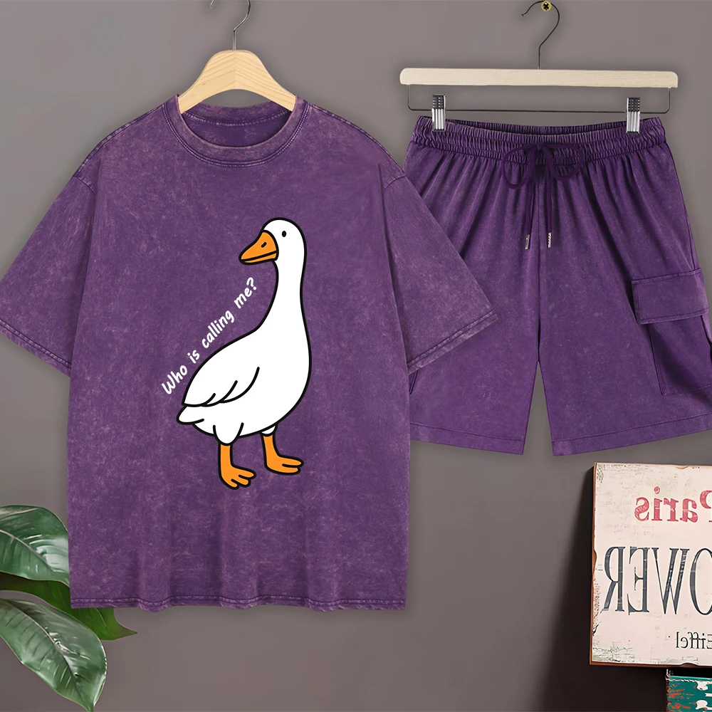 

Мужской комплект: футболка из хлопка с эффектом потертости и шорты карго, повседневный, с коротким рукавом, оверсайз, с круглым вырезом, летний