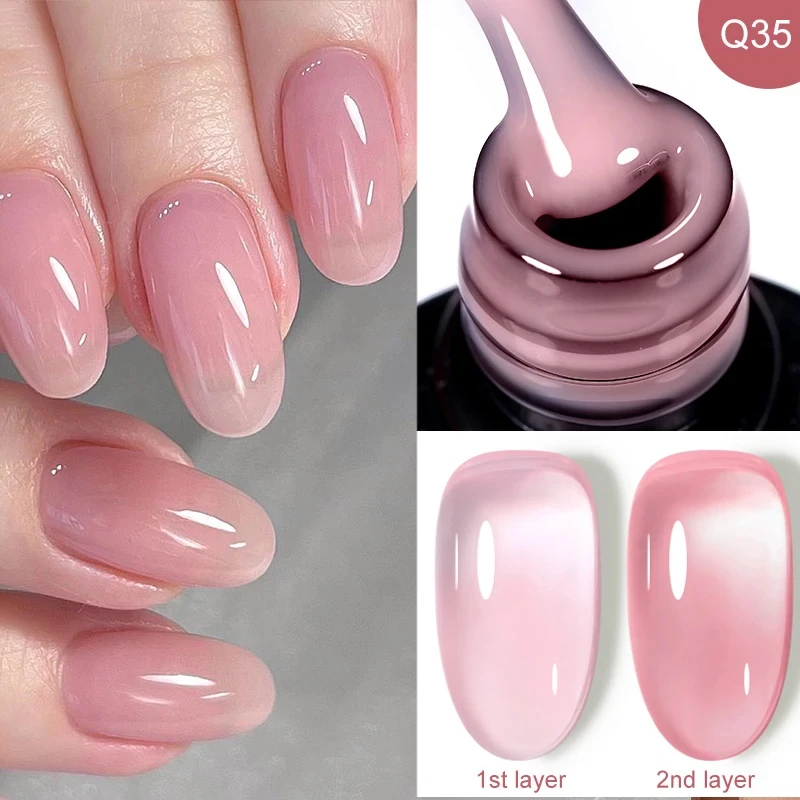 LILYCUTE Pink Nude Quick Extension Gel Nail Polish 3 In 1 Jelly Transparent Semi Permanent Soak Off Nail Art Construction Gel