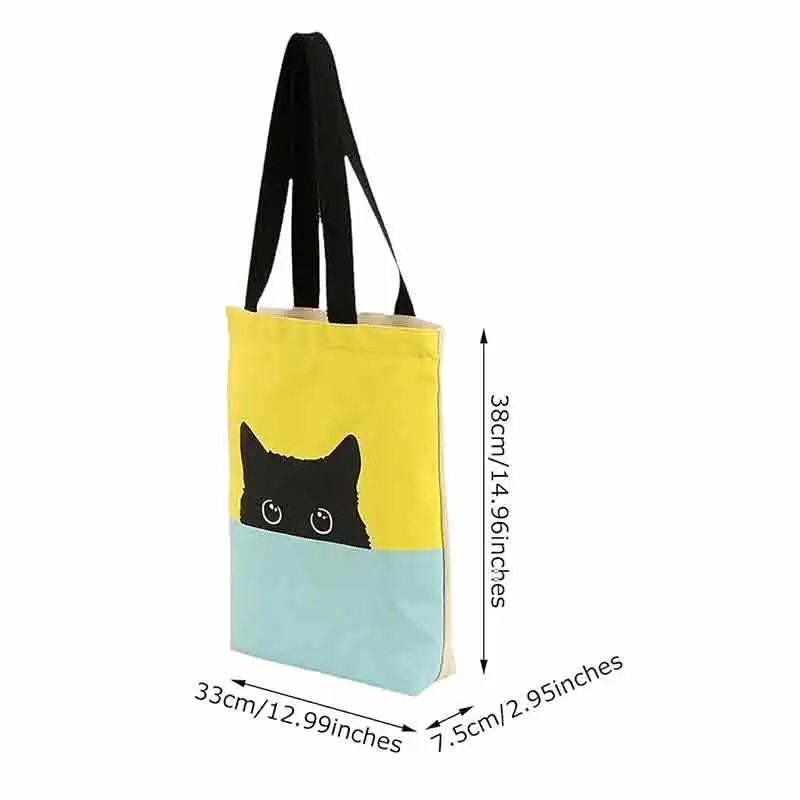 HLTN02 Reusable Canvas Tote Bag for Grocery Cute Shopping Tote Bag with Zipper