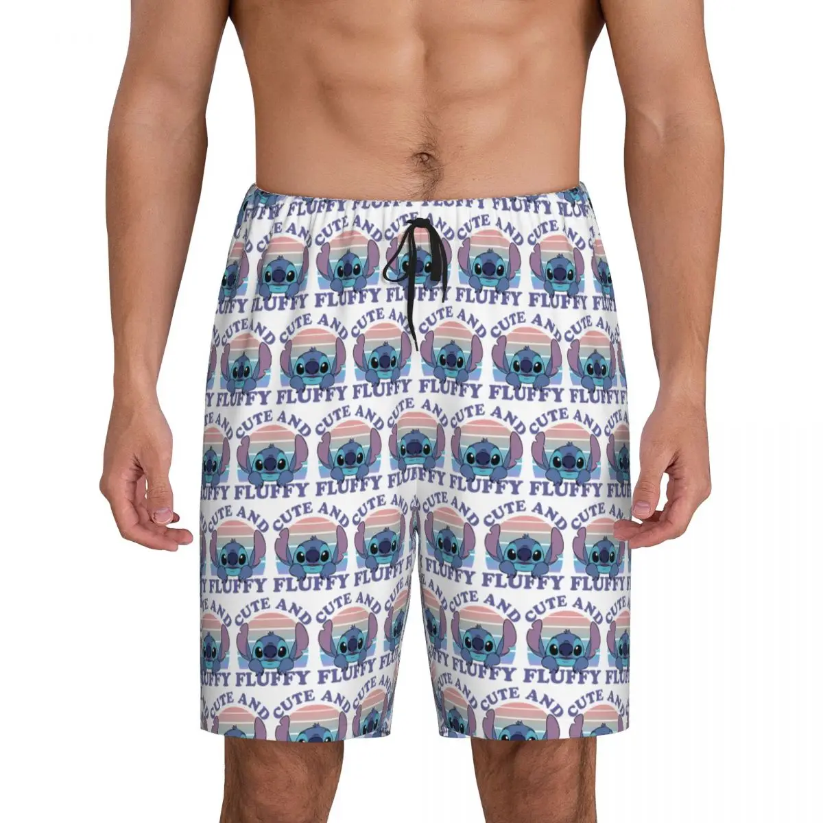 

Men's Cartoon Anime Manga Lilo And Stitch Pajama Shorts Custom Printed Sleep Pjs Sleepwear Bottoms with Pockets