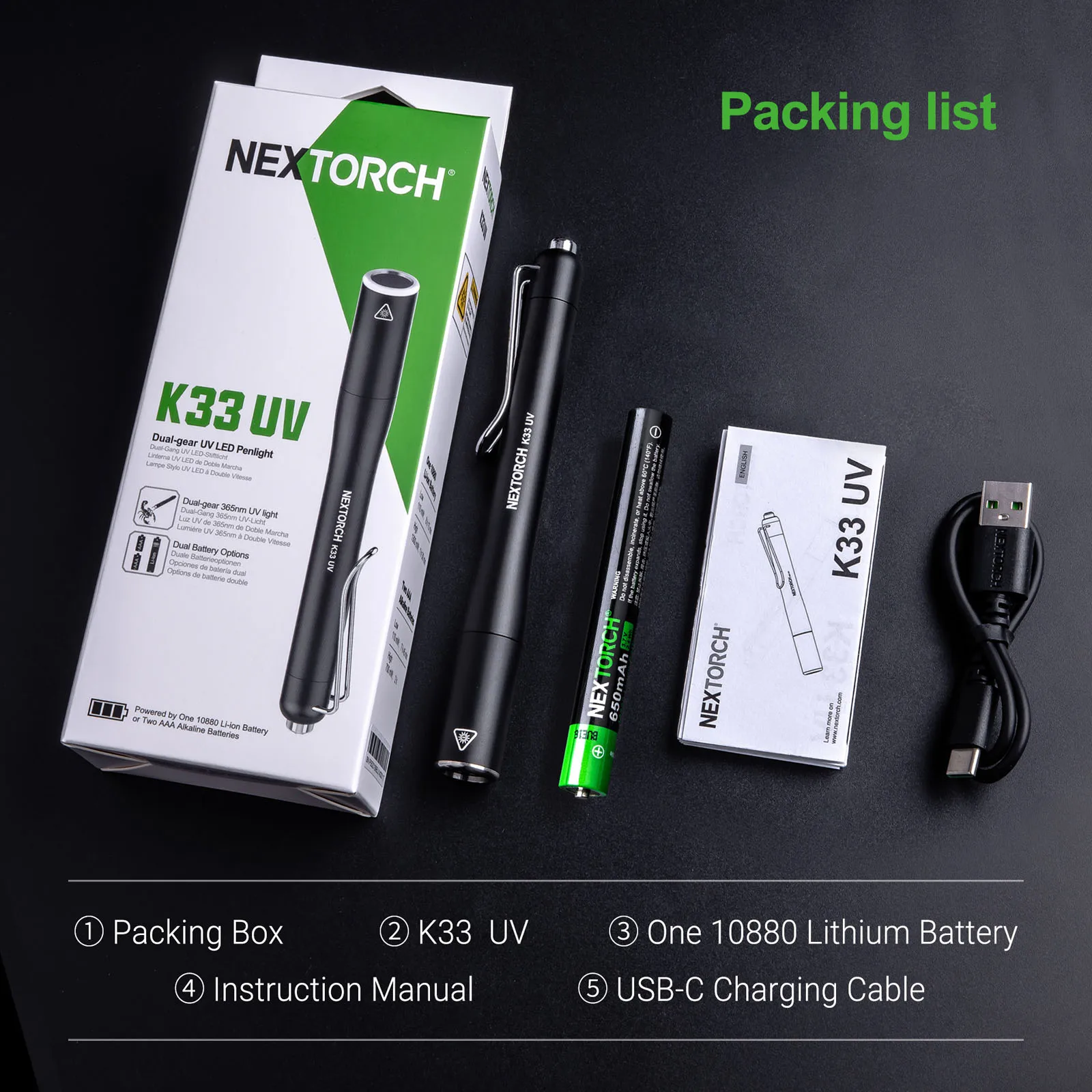 Nextork k33 uv 365nm 1300mw de alta potência uv blacklight usb lanterna gato cão urina tinea minério dinheiro escorpião fluorescência luz