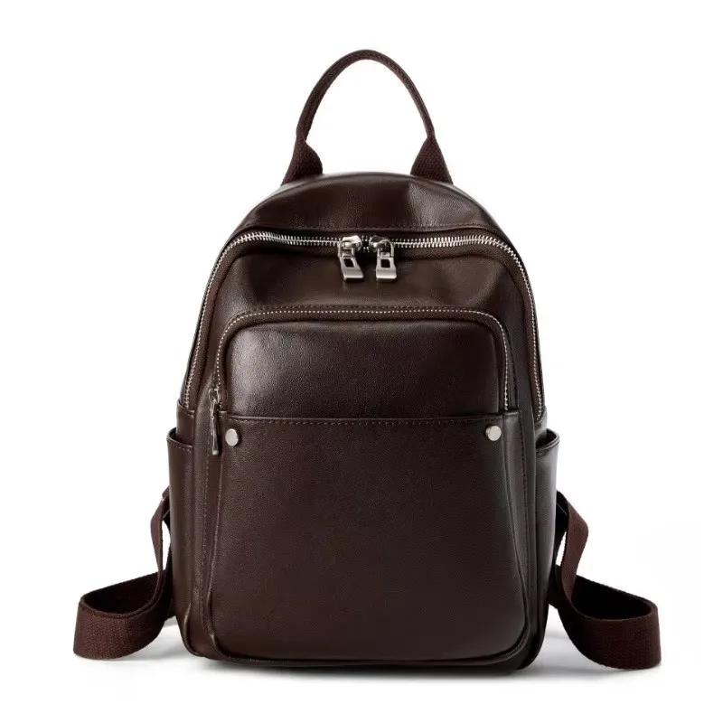 2026 New Daily Genuine Leather Backpack Woman Fashion Ladies Travel Shoulder Bag Small Oilwax Cow Leather Bagpack