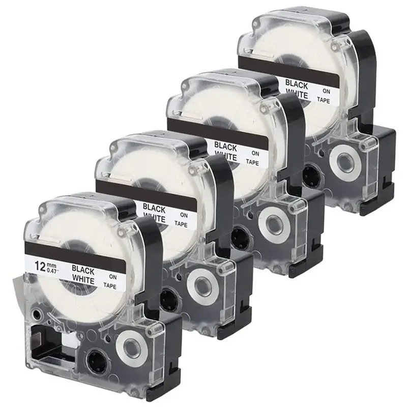 Fita de Etiqueta Compatível AEF1-12 Pack para Substituição de Cartuchos de Fita de Etiqueta Epson LK-4WBN (SS12KW) Fita Preta sobre Branca