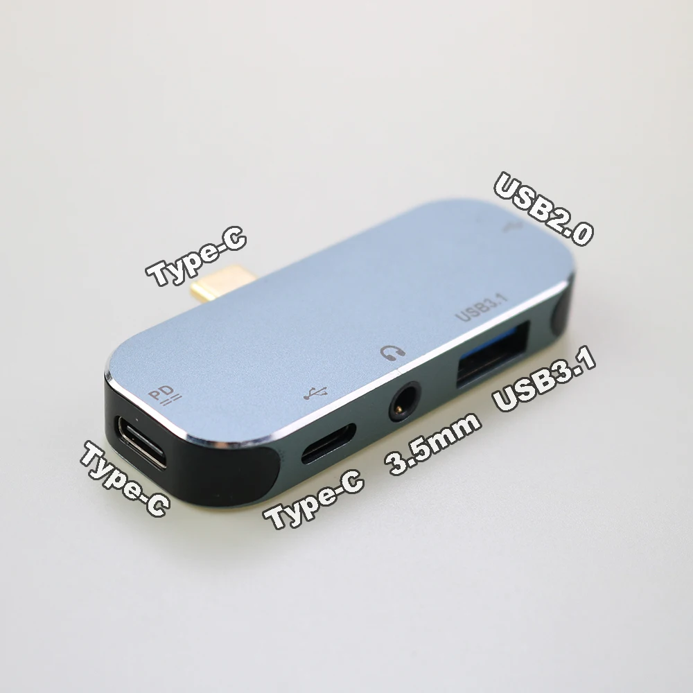 

1 PCS For Type-C Extension Hub 3.55mm Jack PD100W USB3.1 USB2.0 USB Extender PC Computer Laptop Splitter Accessory.MA-1245