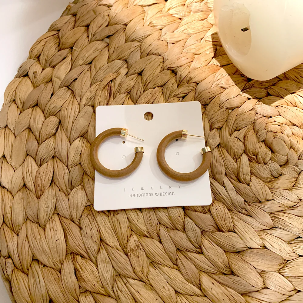 Vintage Wooden Ring Earring Fashion Women Large Hoop Wood Earring Small Circle Hoop Earring Wholesale Simpe Statement Jewelry