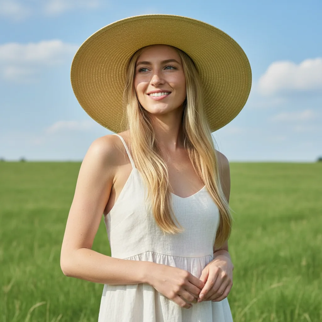 

Simple Wide Brim Straw Hats Large With Windproof Rope UV Protection Cap Summer Hat Beach