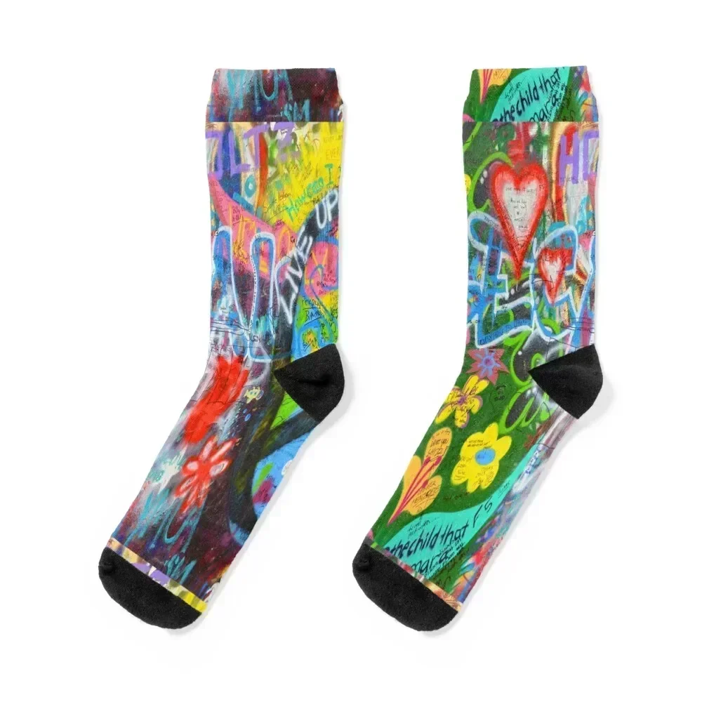 

Graffiti Peace Wall Socks christmas gifts cycling Antiskid soccer kawaii Socks Women's Men's