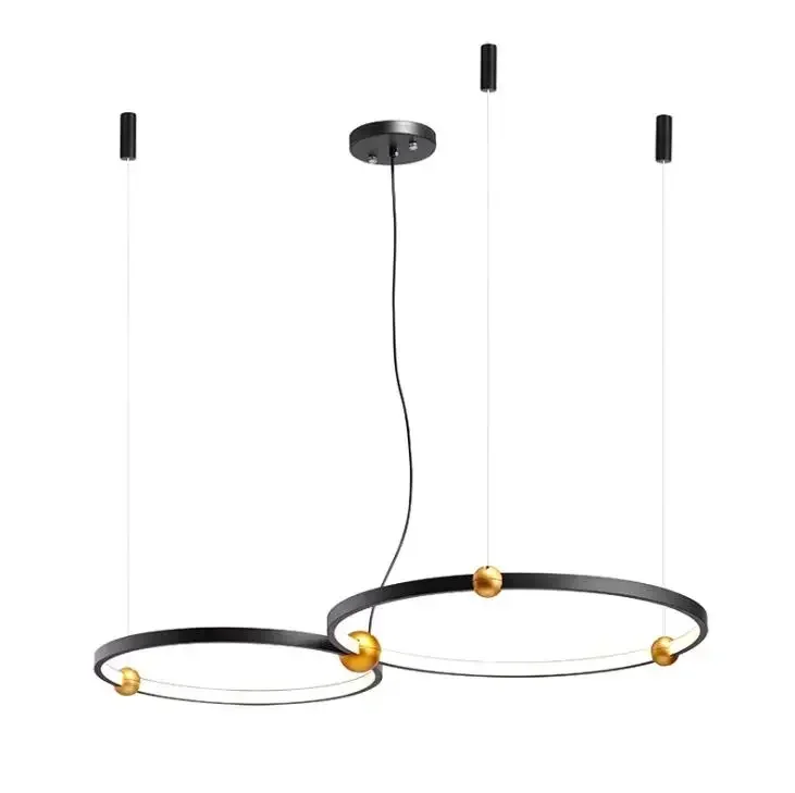 

American industrial Double circle Nordic creative style led lamp personality bar coffee restaurant ring shaped with chandelier
