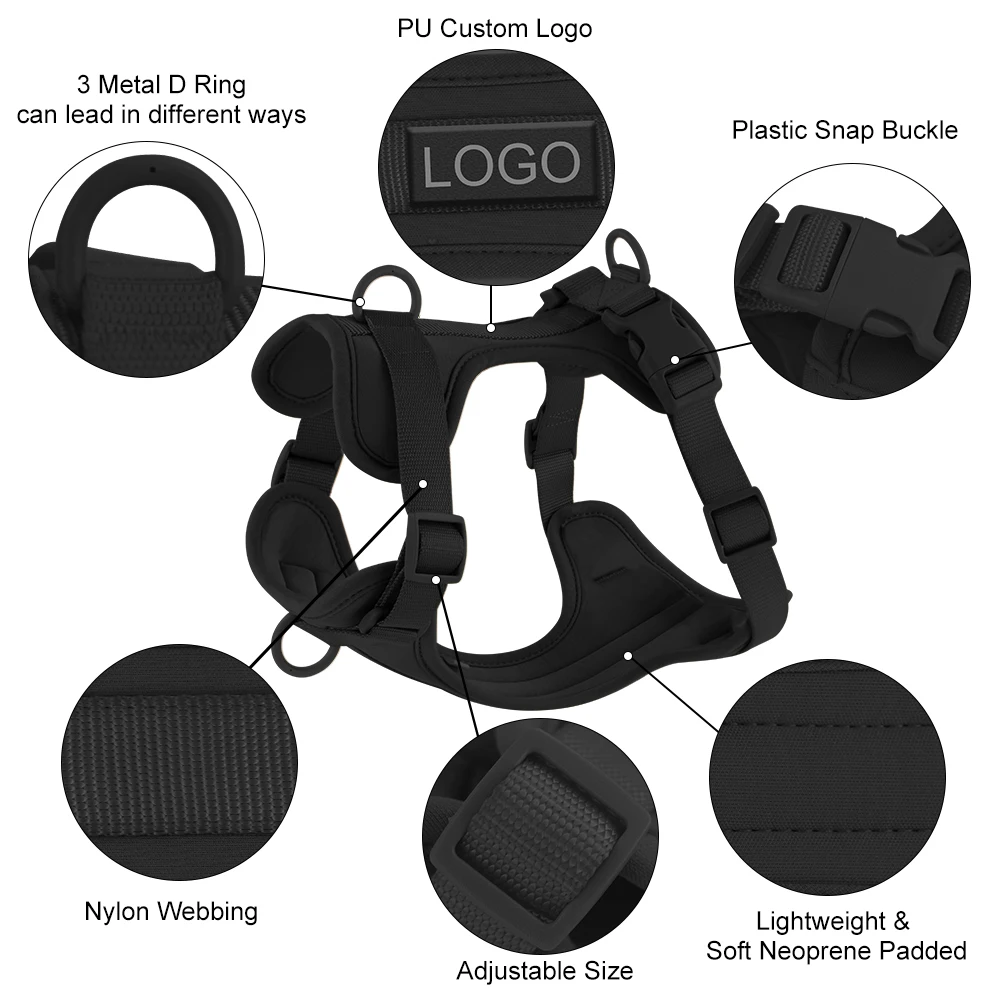 Dog Harness Adjustable Chest Strap Three-Piece Set Collars-f- Harnesses & Leashes Small Medium Dog Double Leash