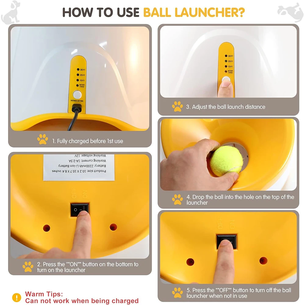 Dog Launcher Automatic Dogs Chase Toy Tennis Throwing Pinball Machine Fun Interactive Throw Rechargable Catapult USB Charging