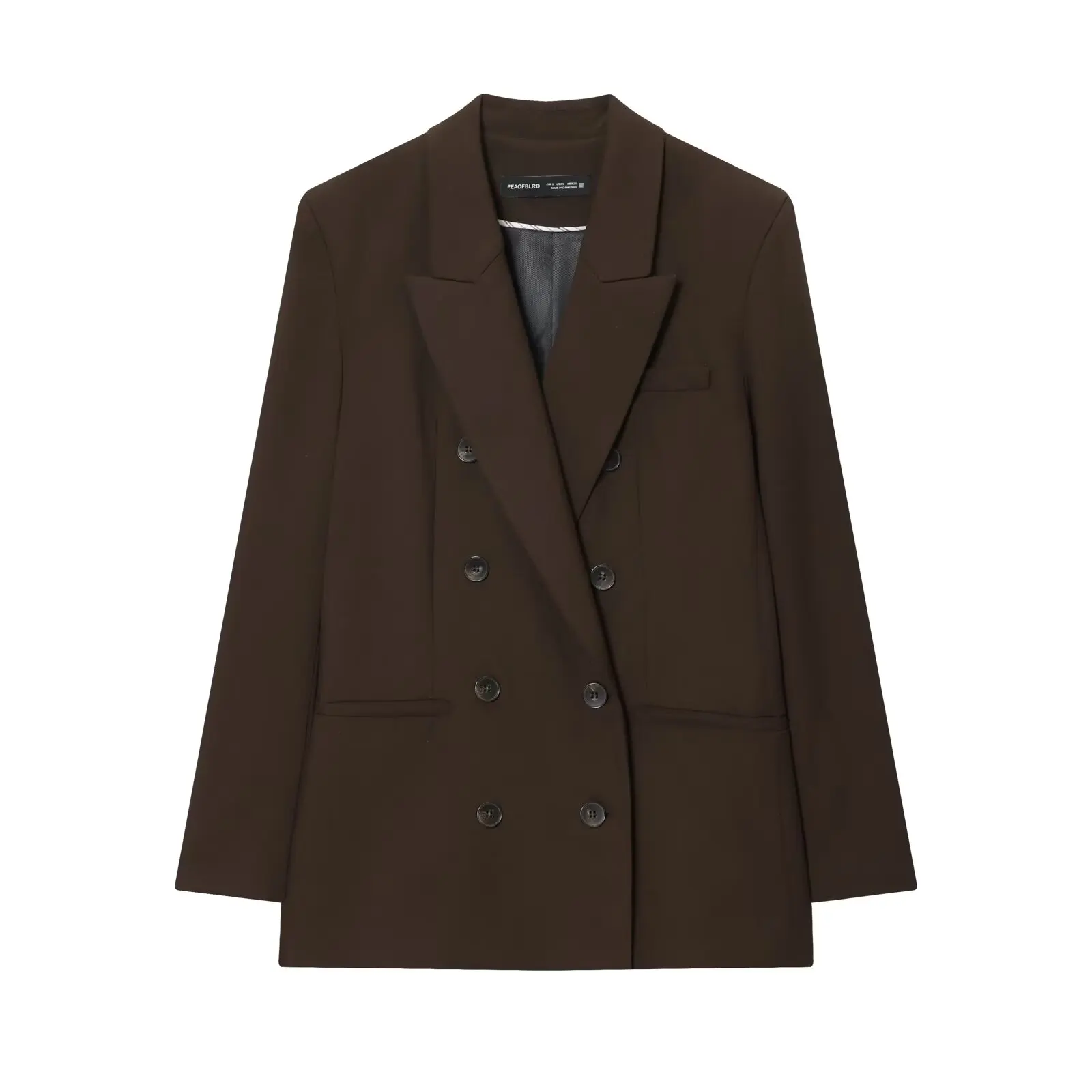 Shoulder Pad Double Breasted Suit Jacket with Pleated Straight Leg Pants Women's Fashion Autumn Collection Two Piece Set