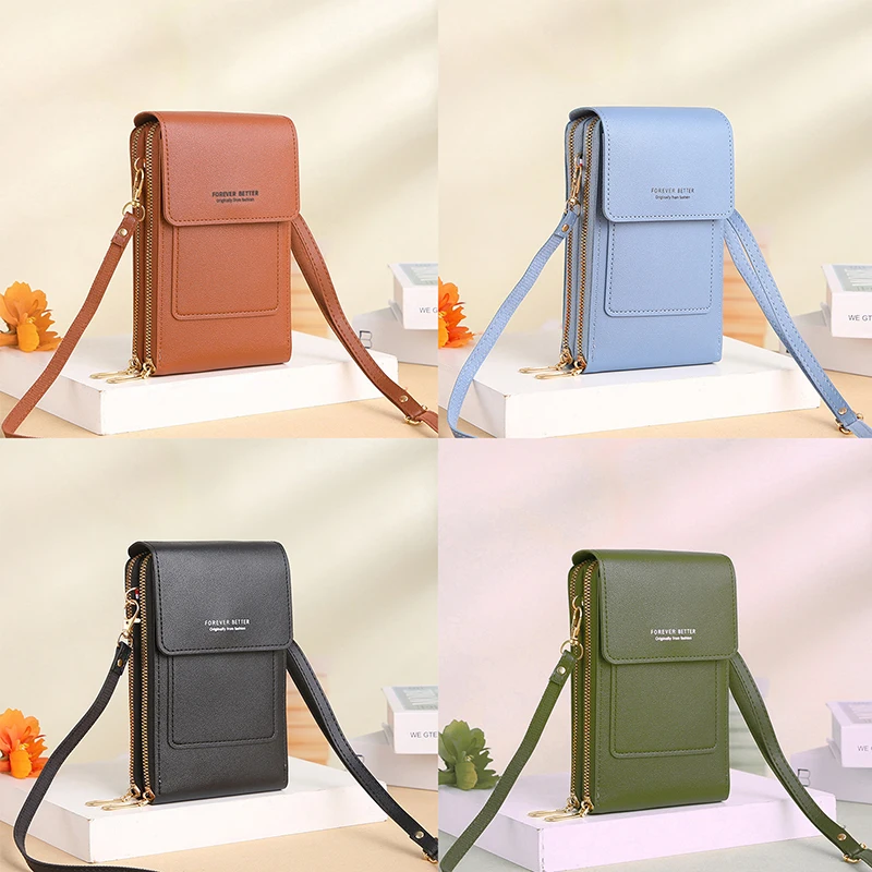 1Pc Women\'s Handbag Touch Screen Cell Phone Purse Shoulder Bag Female Small Wallet Soft Leather Crossbody Bags Of Women