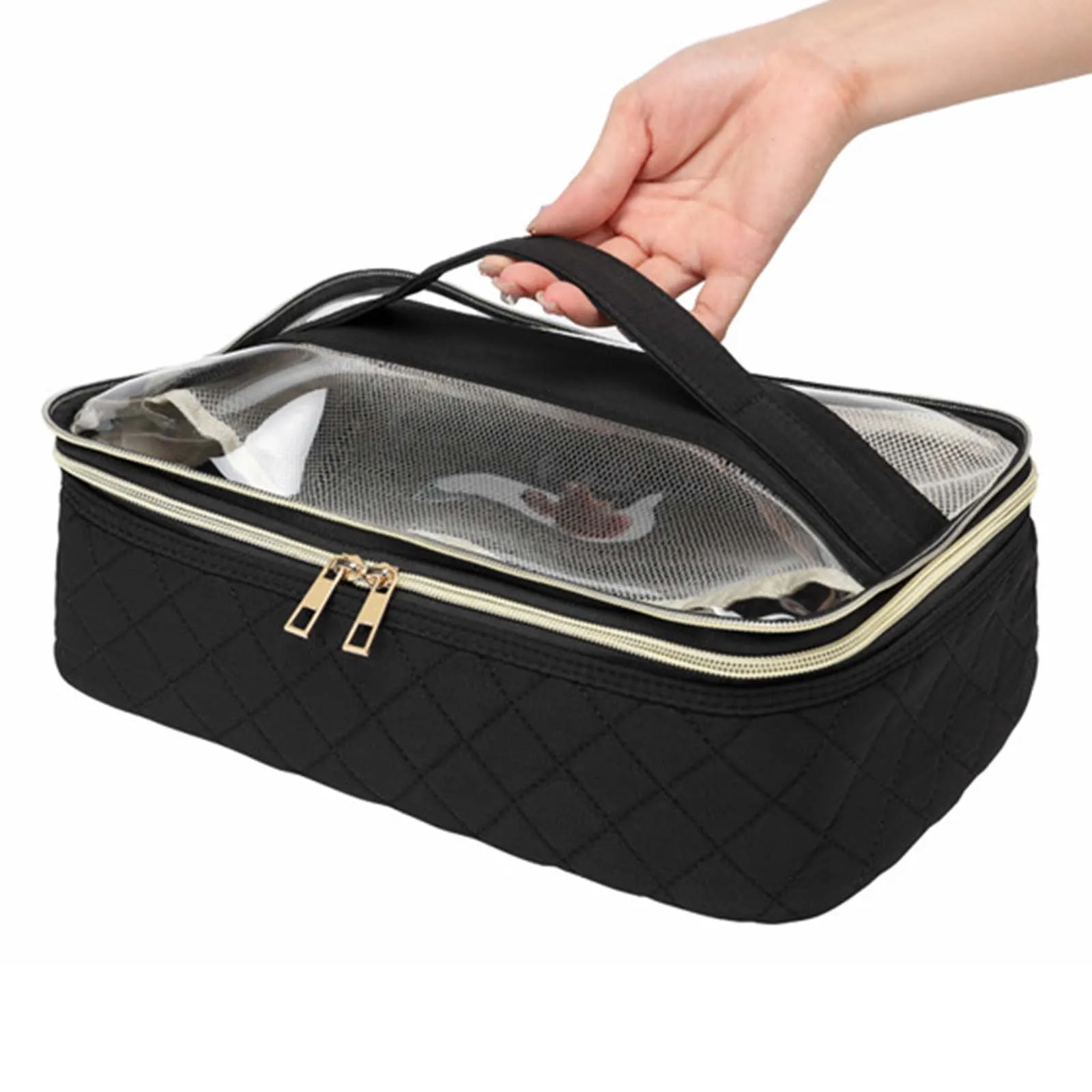 Portable Hand-Held Cosmetic Tool Bag Three-Layer Large-Capacity Nail Polish Storage Bag Mulit Pockets Nail Dryer Case For Travel