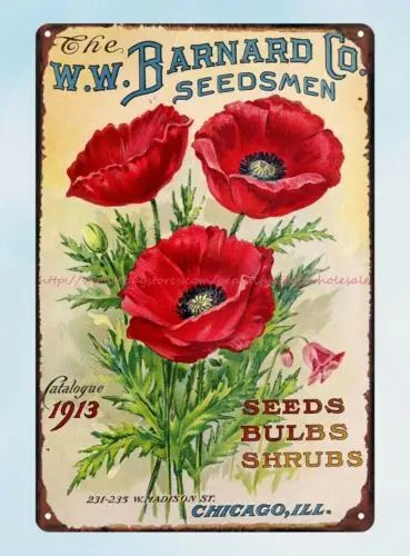 decorative accents flower seed catalogue 1913 seeds bulbs shrubs tin sign