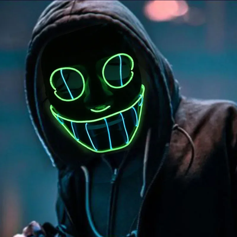 

Halloween Neon Led Purge Mask Masque Masquerade Party Masks Light Grow in the Dark Horror Mask Glowing Masker Toy Wholesale