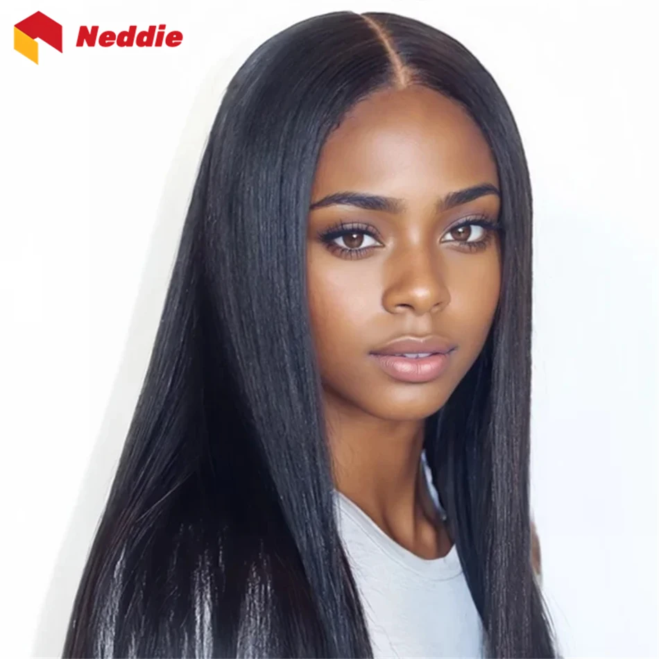 Brazilian Black Color Bone Straight Wig Glueless Pre Plucked Bleached Knots 100% Human Hair Wigs Ready to Wear for Women on Sale