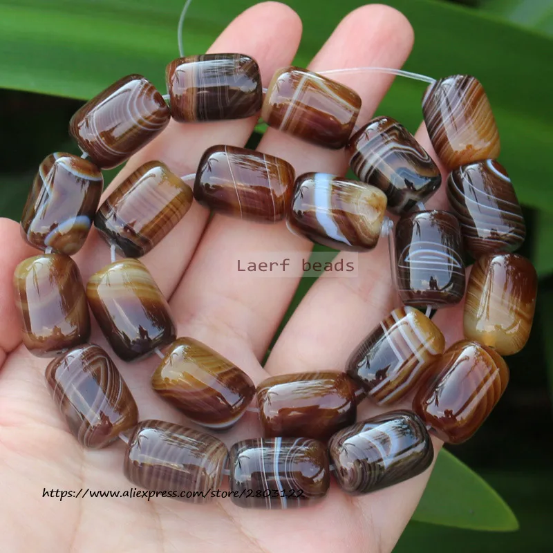 Brown Botswana agates Red Agate Drum shape Loose beads , For DIY Jewelry Making !