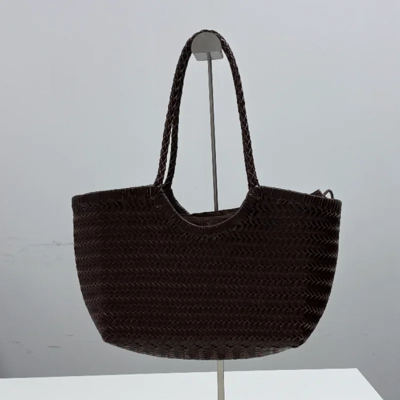 Französische Handgewebte Damen-Tragetasche Große Gemüsekorb-Tasche mit Lässiger Innentasche zum Einkaufen Schulter- und Unterarm-Tragetasche – Detail 6