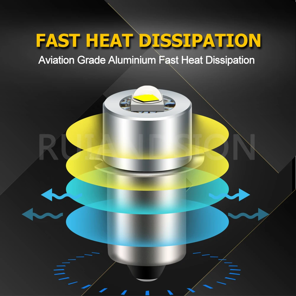 RUIANDSION 1 Upgrade P13.5S DC 3V 6V 4.5V 2-4 Units Aluminum Alloy Replacement Maglite Bulb Flashlight Work Light view 4