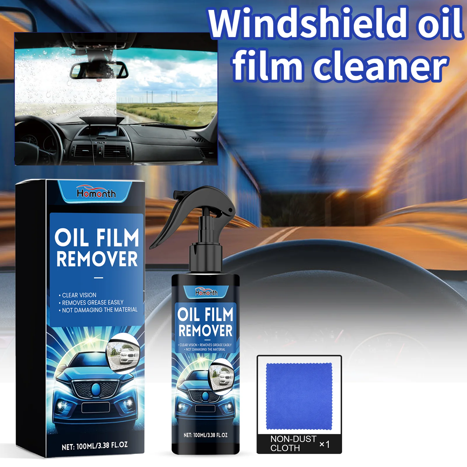 Windshield Oil Film Cleaner For Automotive Windshields Restoring Transparency Cleaning Dust Stains Oil Film Deep Cleaner 100ml ﻿