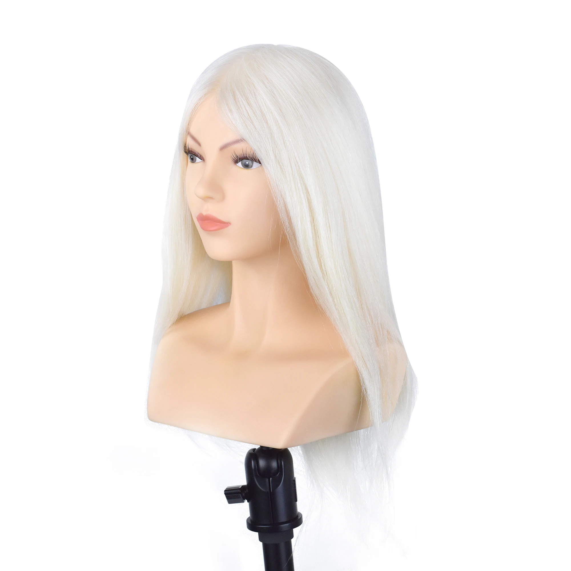 Mannequin-Head 40CM 16'' 100% White Goat Hair Competition Head Hairdressing Mannequin Doll Head for Hairdressers