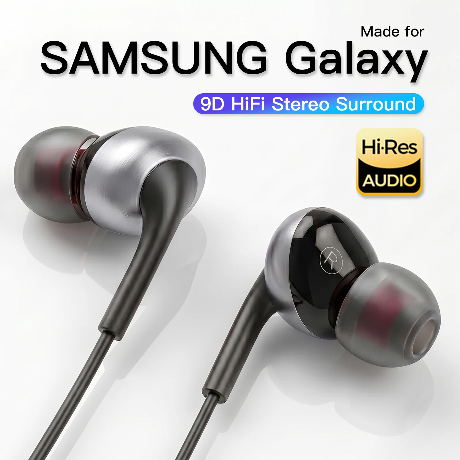 Fones de Ouvido Intra-auriculares USB Tipo C HiFi Estéreo com Microfone HD, Fones com Fio para Samsung Galaxy S25 S24 S23, Headset com Controle por Fio
