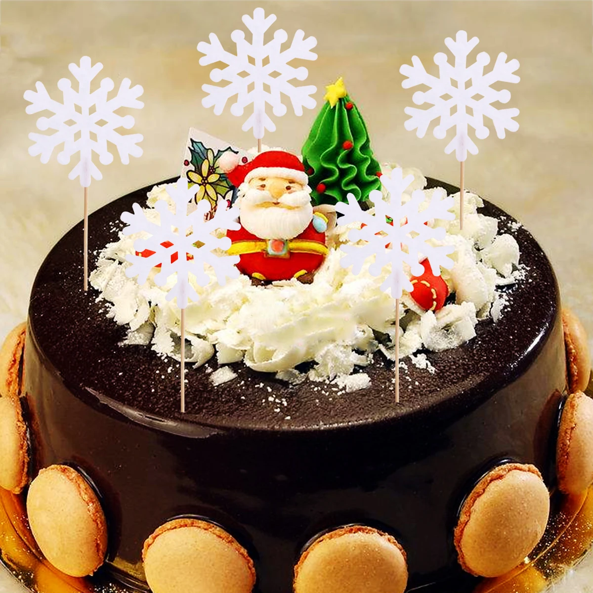 

10pcs Christmas Cake Cupcake Decorations Snowflake Picks High Quality Food Ornaments Wedding Party Supplies Cookies Fruits